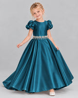 Teal Ball Gown Girls Formal Dress Front