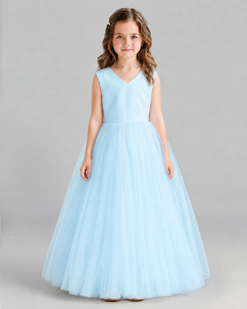 Baby Blue Ball Gown Flower Girl Dress Front