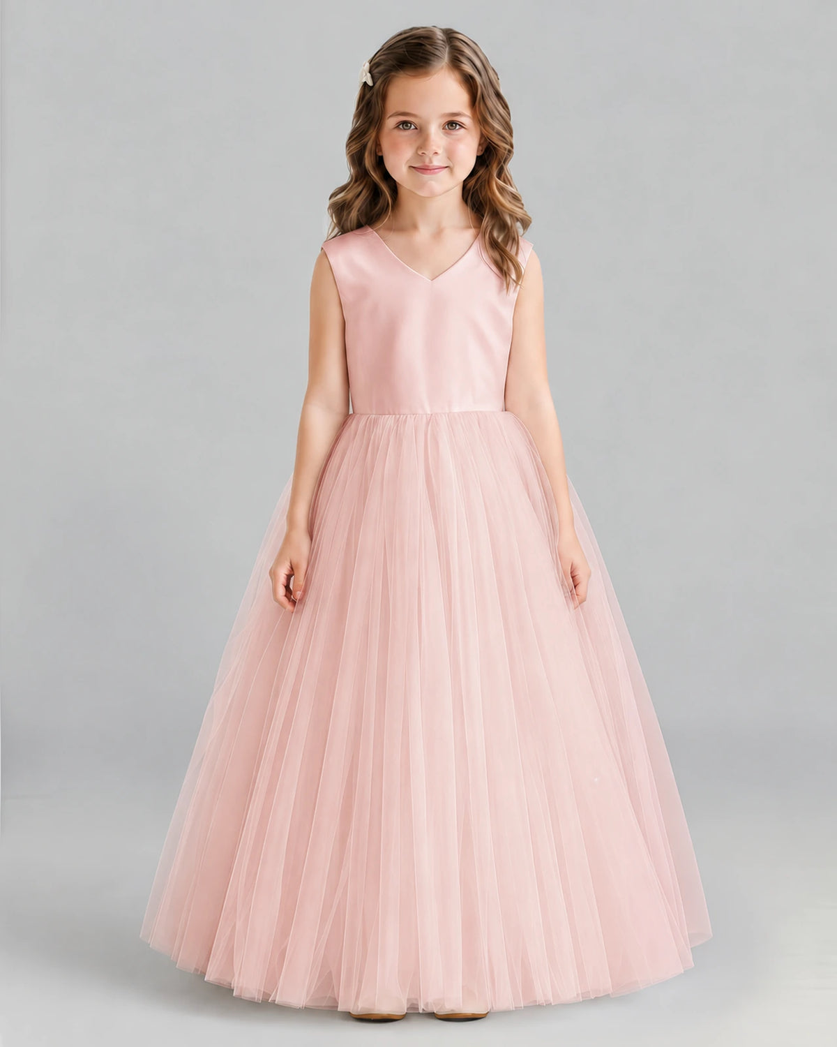 Blush Pink Ball Gown Flower Girl Dress Front