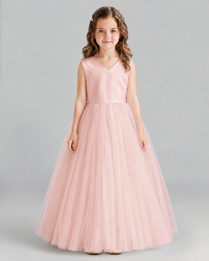 Blush Pink Ball Gown Flower Girl Dress Front