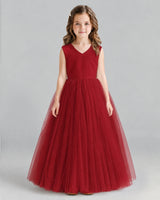 Burgundy Ball Gown Flower Girl Dress Front