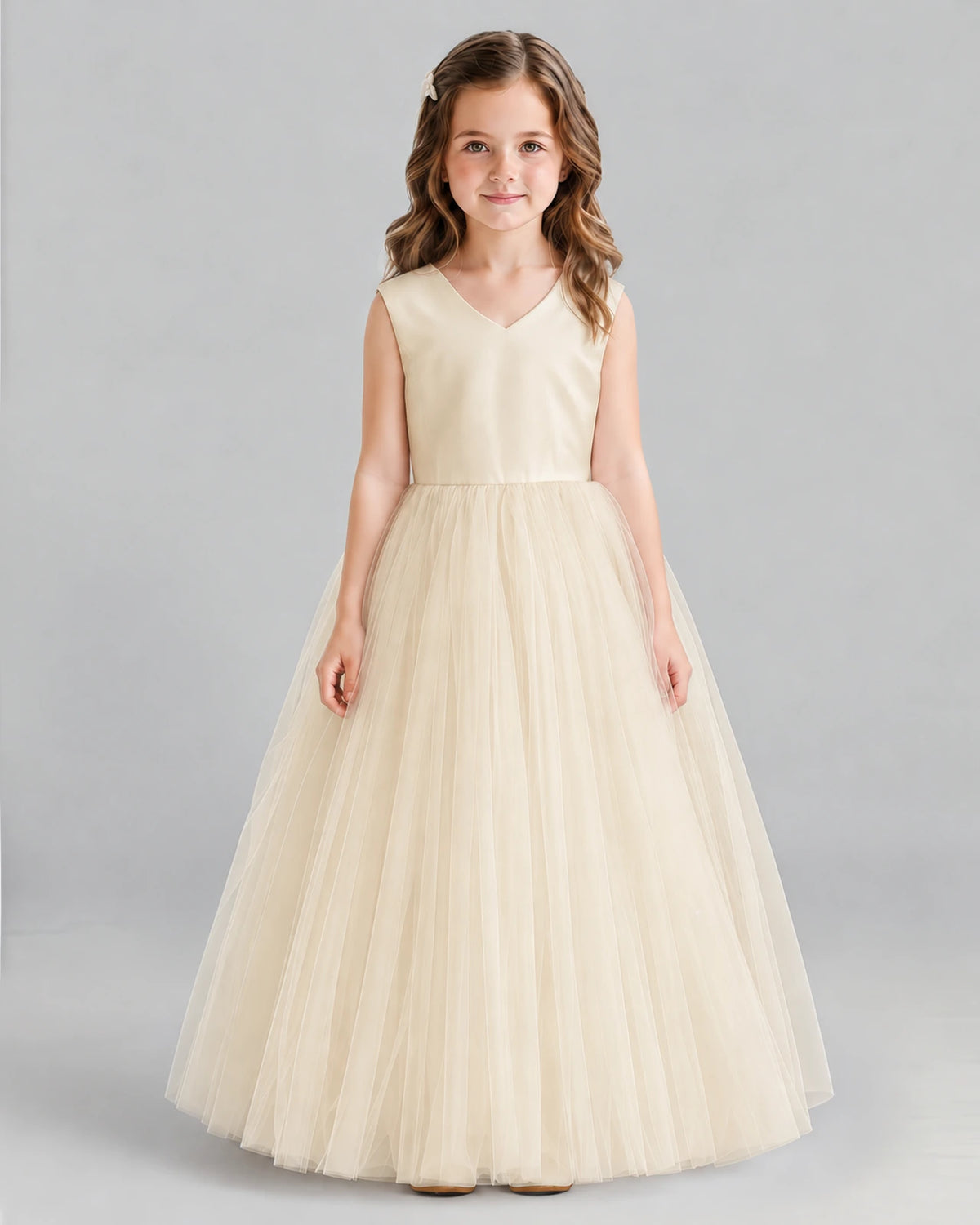 Champagne Ball Gown Flower Girl Dress Front