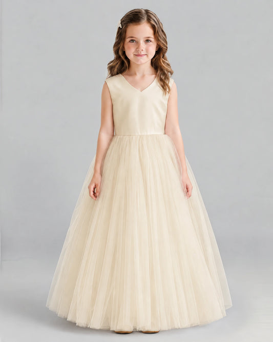 Champagne Ball Gown Flower Girl Dress Front