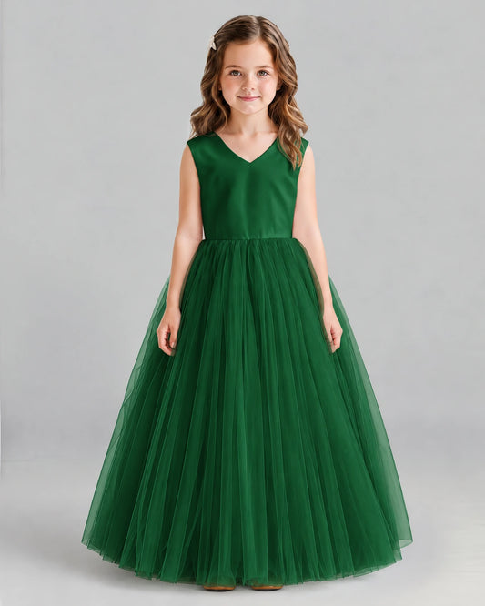Dark Green Ball Gown Flower Girl Dress Front