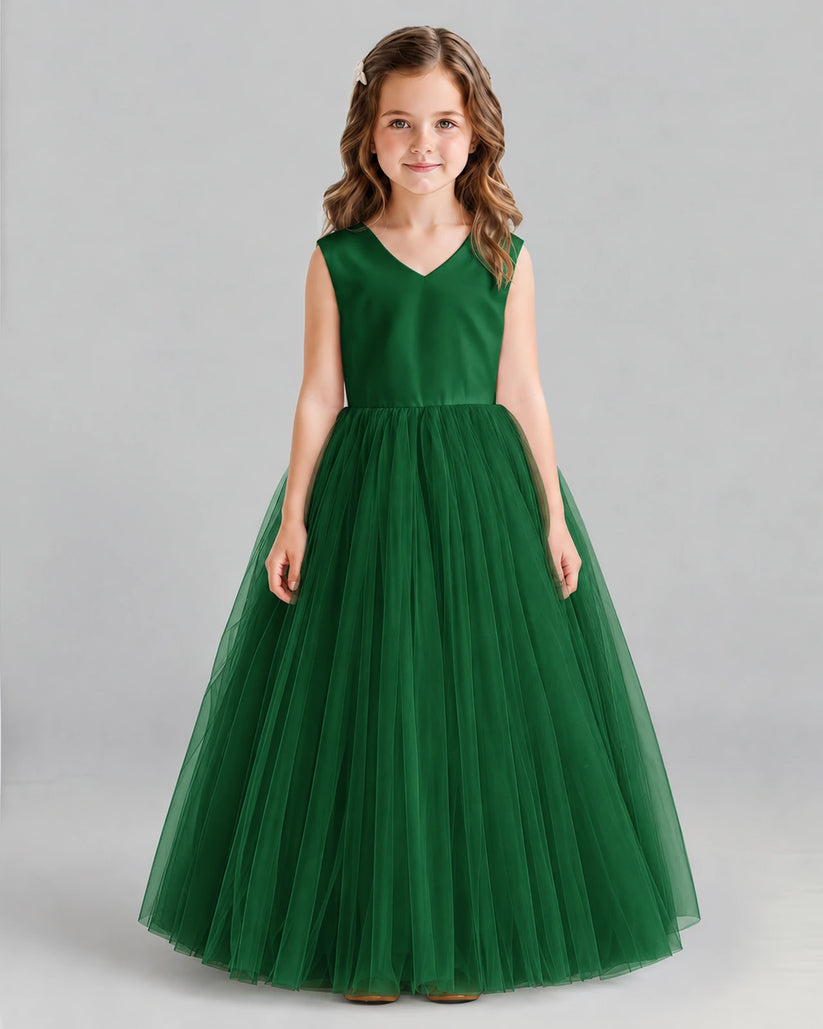 Dark Green Ball Gown Flower Girl Dress Front