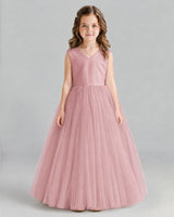Dusty Rose Ball Gown Flower Girl Dress Front