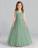 Eucalyptus Ball Gown Flower Girl Dress Front