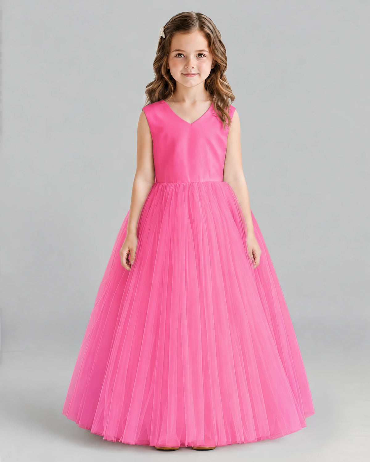 Hot Pink Ball Gown Flower Girl Dress Front
