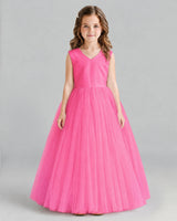Hot Pink Ball Gown Flower Girl Dress Front