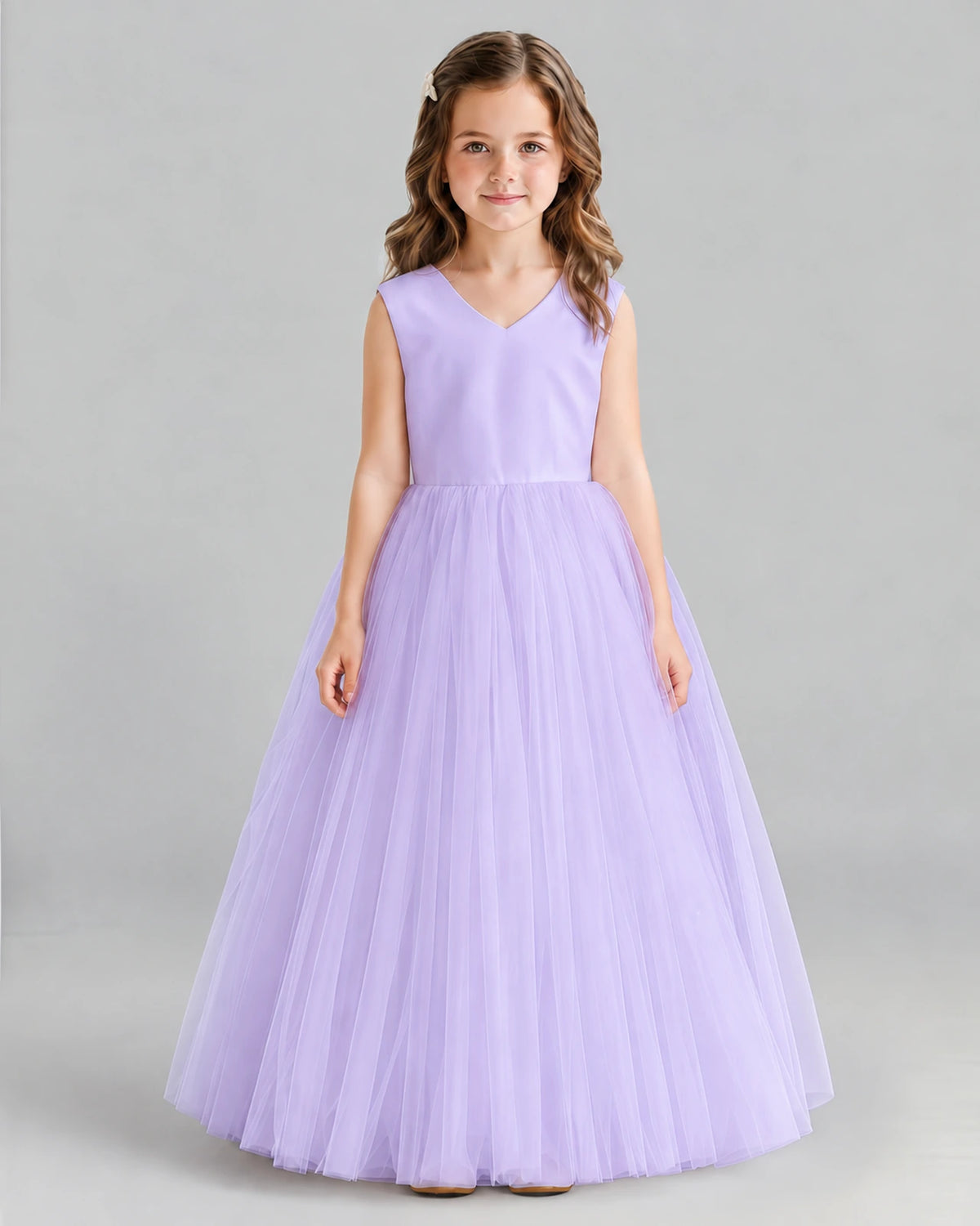 Lavender Ball Gown Flower Girl Dress Front