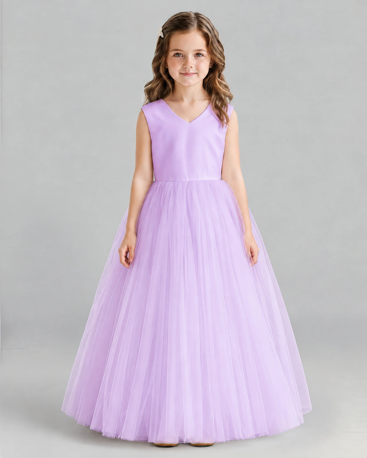 Lilac Ball Gown Flower Girl Dress Front