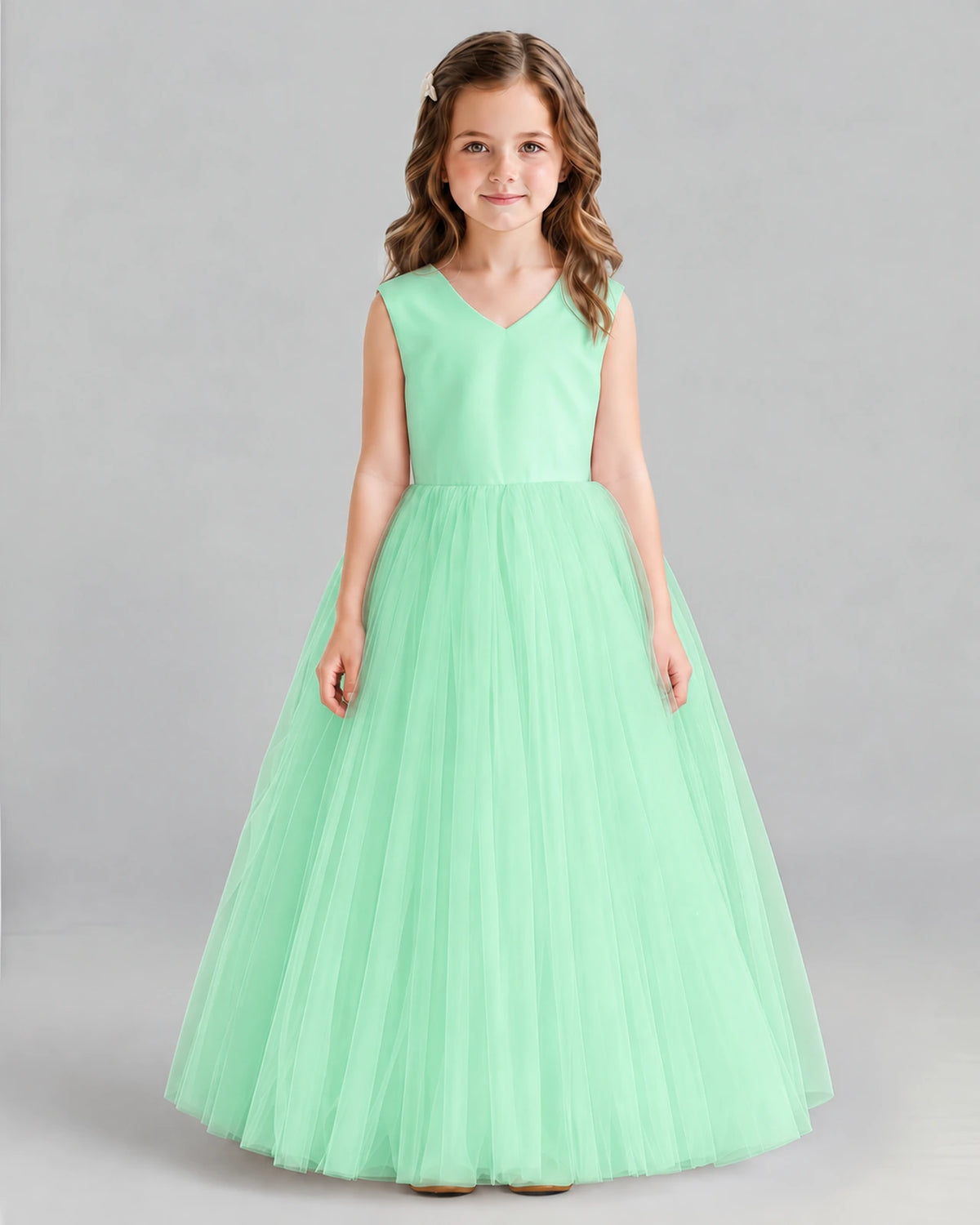 Mint Green Ball Gown Flower Girl Dress Front
