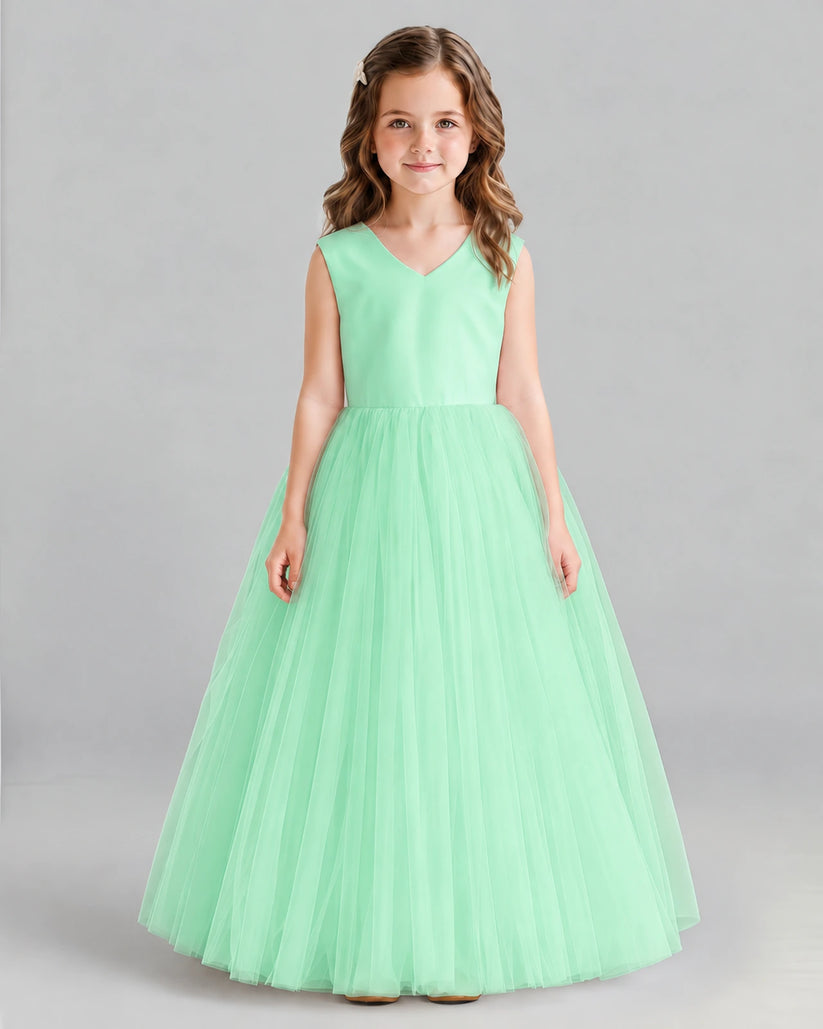 Mint Green Ball Gown Flower Girl Dress Front