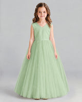 Sage Green Ball Gown Flower Girl Dress Front