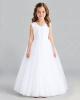 White Ball Gown Flower Girl Dress Front