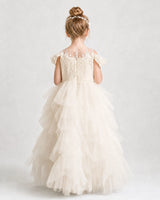 Champagne Tulle Ball Gown Pageant Dress Back View