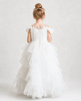 Ivory Tulle Ball Gown Pageant Dress Back View