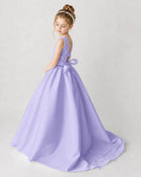 Lavender Lace A-line Flower Girl Dress Back View