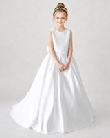 White Lace A-line Flower Girl Dress Front View