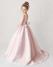 Blush Pink Flower Girl Dress Back View