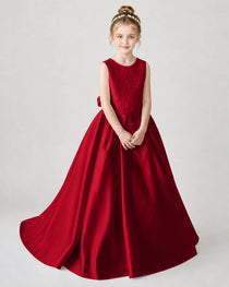 Burgundy Flower Girl Dress Front View