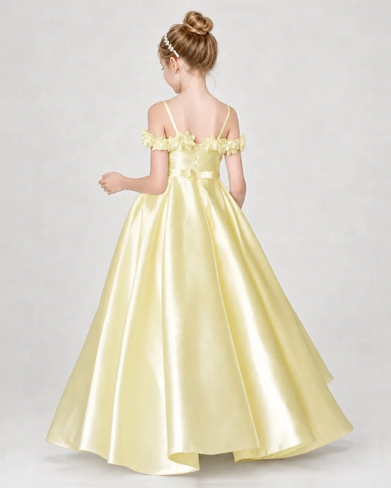 Daffodil Satin A-line Girls Formal Dress Back View