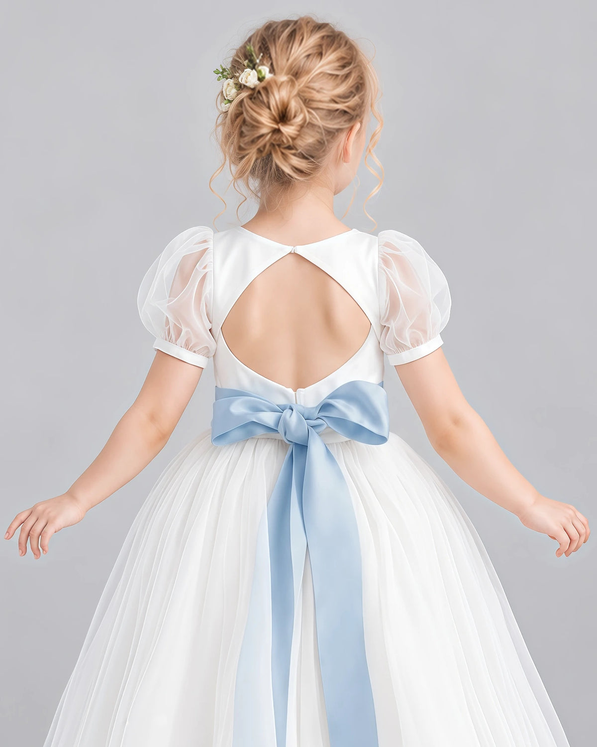 Dusty Blue Ball Gown First Communion Dress Back_Detail [Shared]