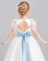 Dusty Blue Ball Gown First Communion Dress Back_Detail [Shared]