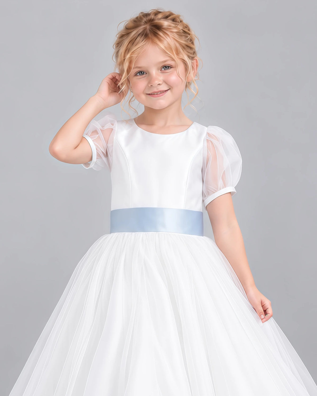 Dusty Blue Ball Gown First Communion Dress Detail [Shared]
