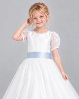 Dusty Blue Ball Gown First Communion Dress Detail [Shared]