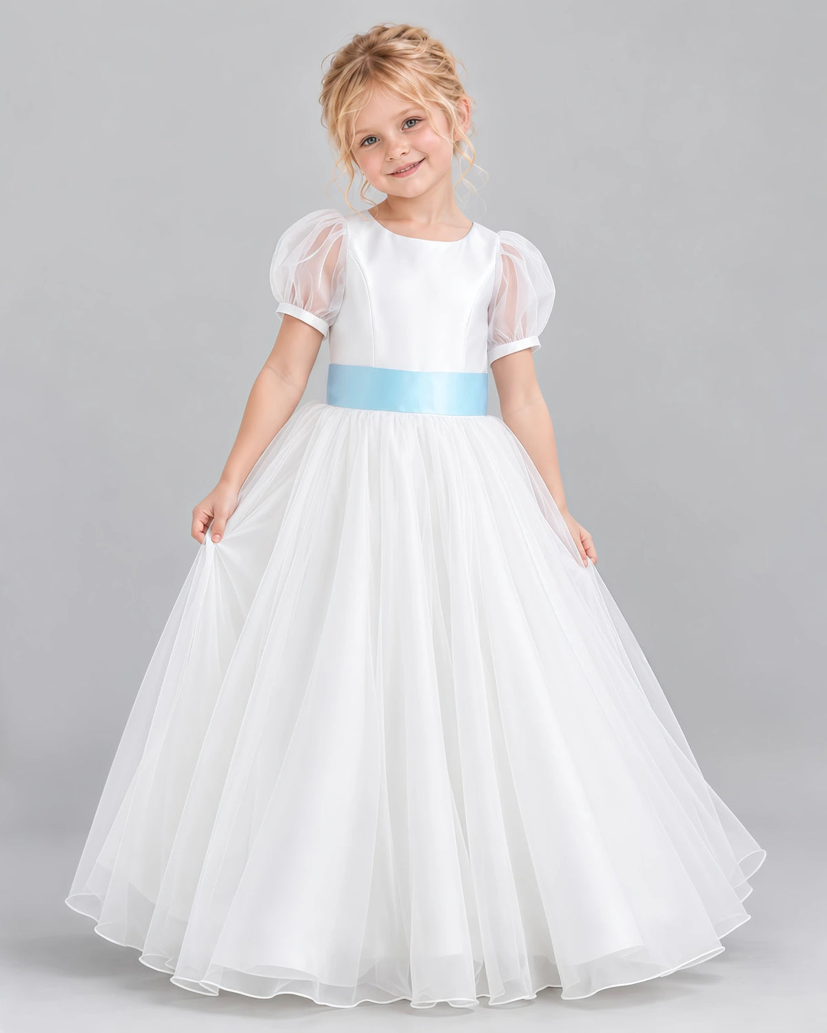 Baby Blue Ball Gown First Communion Dress Front