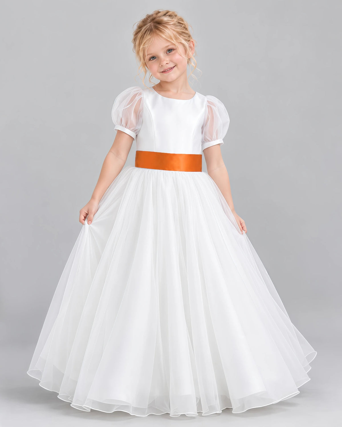 Burnt Orange Ball Gown First Communion Dress Front