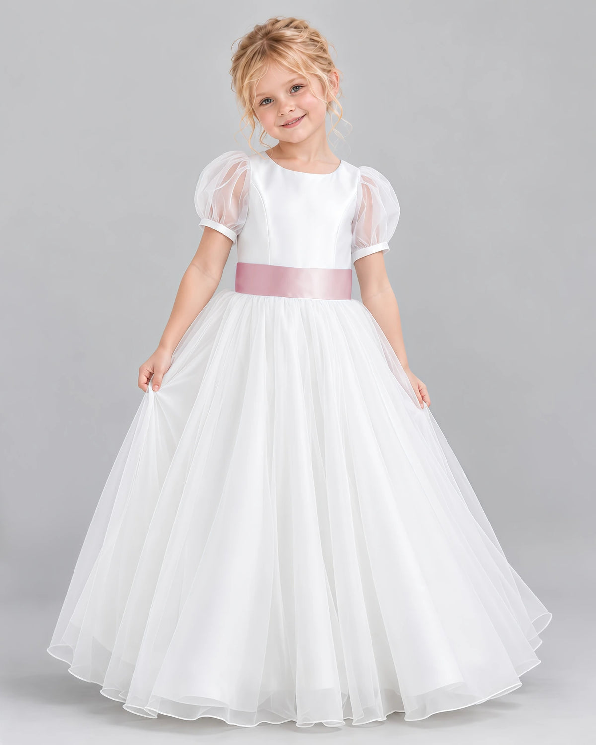 Dusty Rose Ball Gown First Communion Dress Front