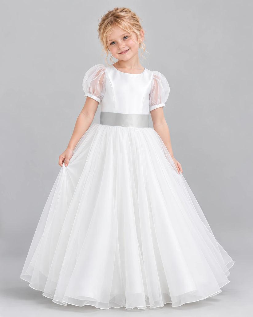 Silver Ball Gown First Communion Dress Front