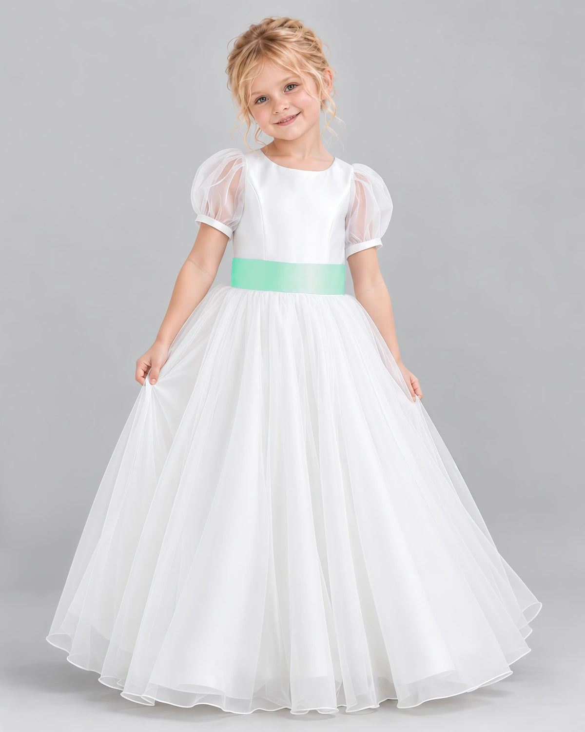 Turquoise Ball Gown First Communion Dress Front