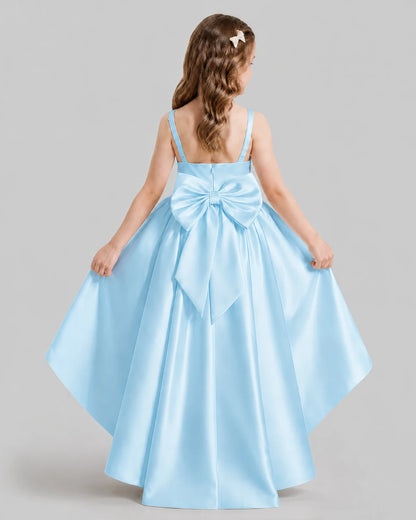 Baby Blue Flared Flower Girl Dresses Back
