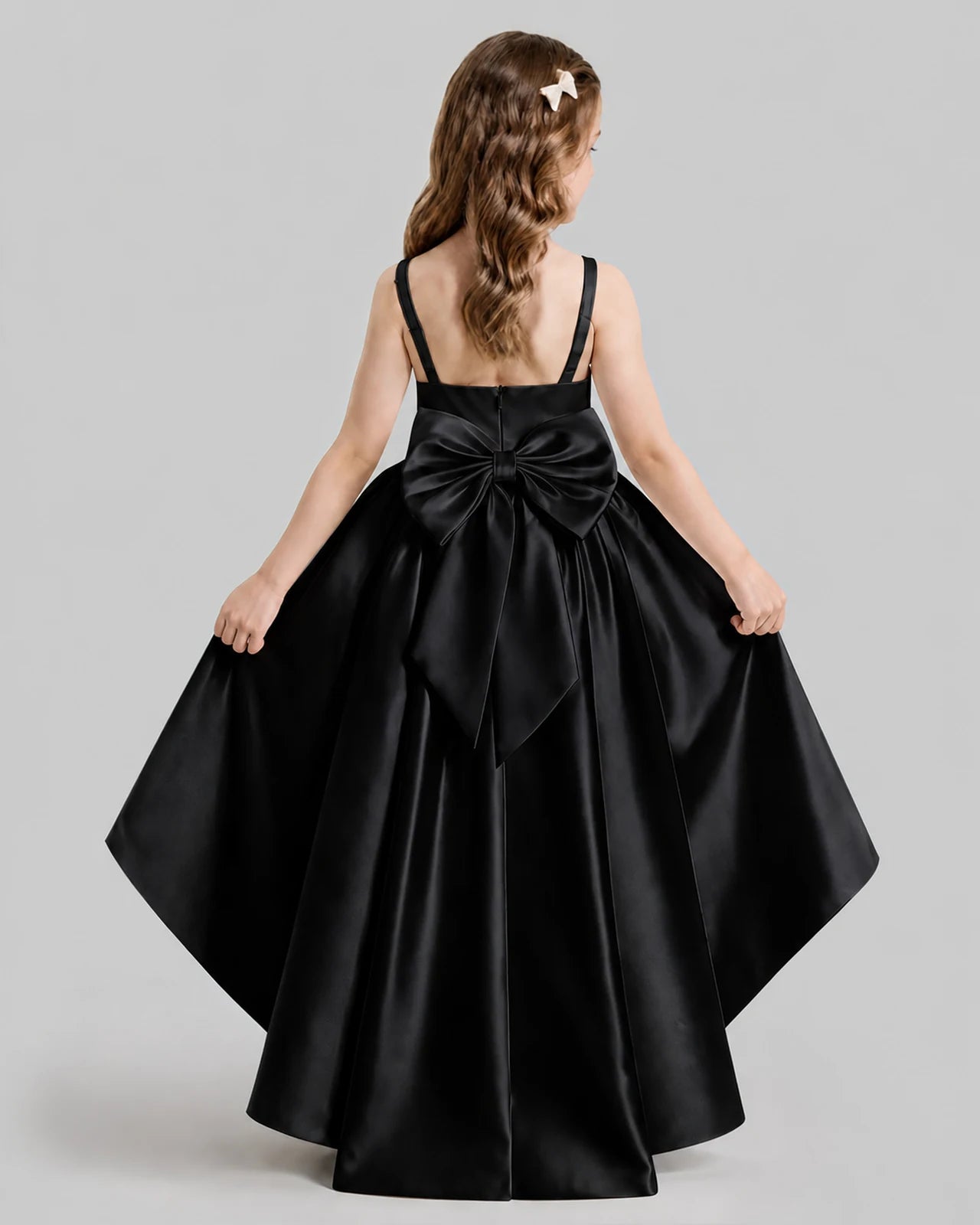 Black Flared Flower Girl Dresses Back