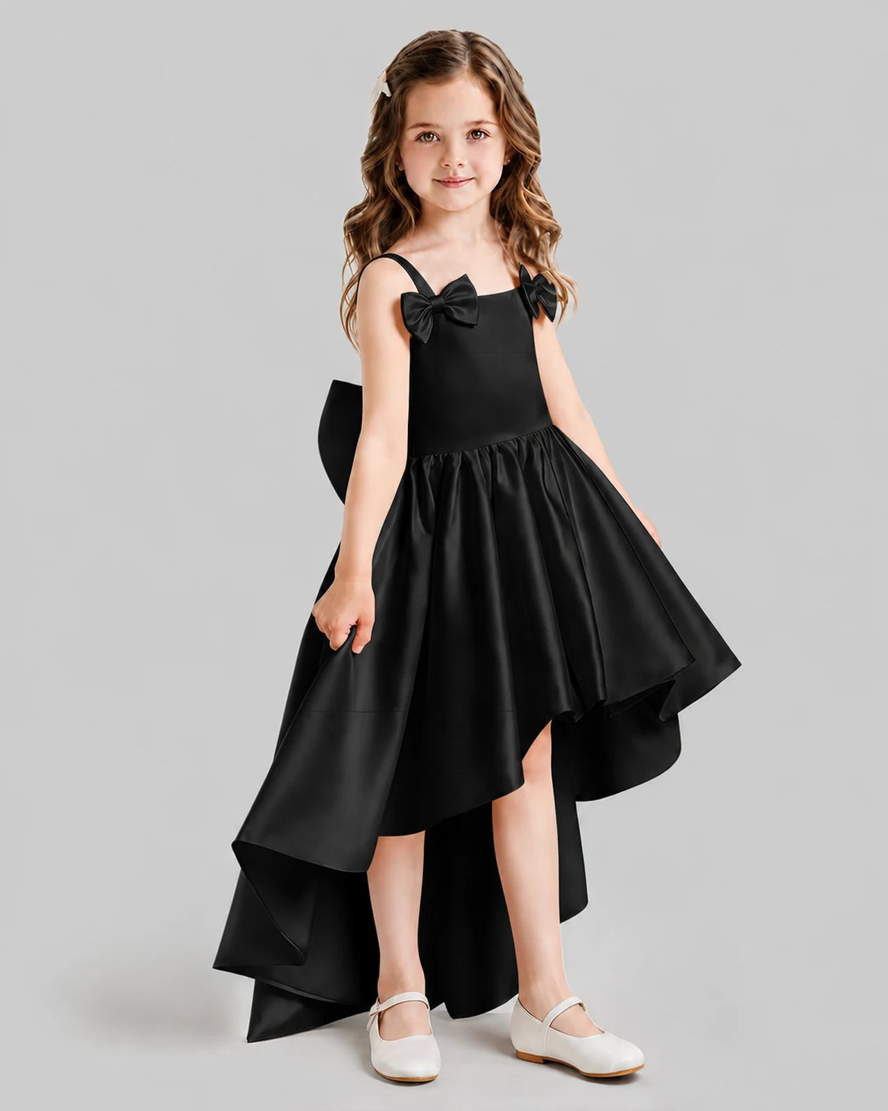 Black Flared Flower Girl Dresses Side