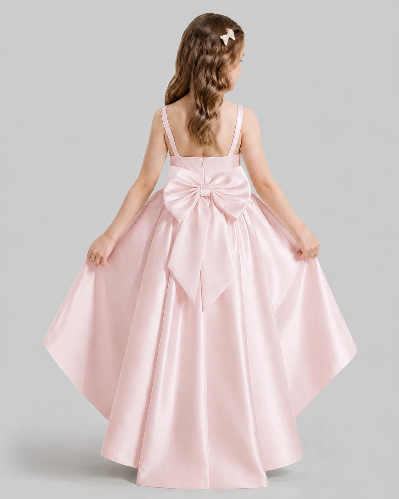 Blush Pink Flared Flower Girl Dresses Back