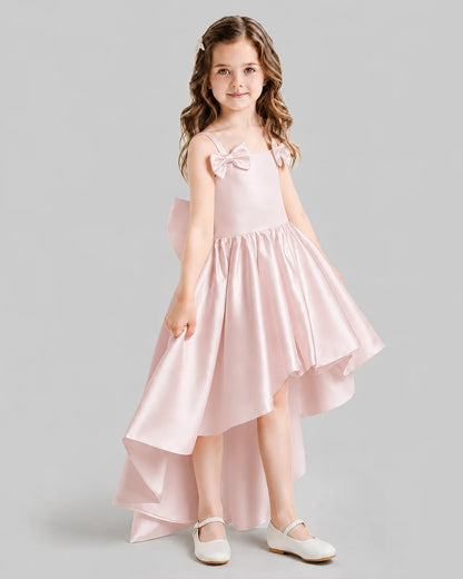 Blush Pink Flared Flower Girl Dresses Side