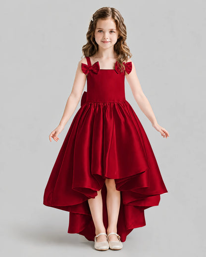 Burgundy Flared Flower Girl Dresses Front