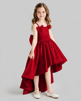 Burgundy Flared Flower Girl Dresses Side