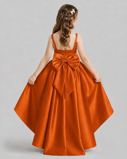 Burnt Orange Flared Flower Girl Dresses Back