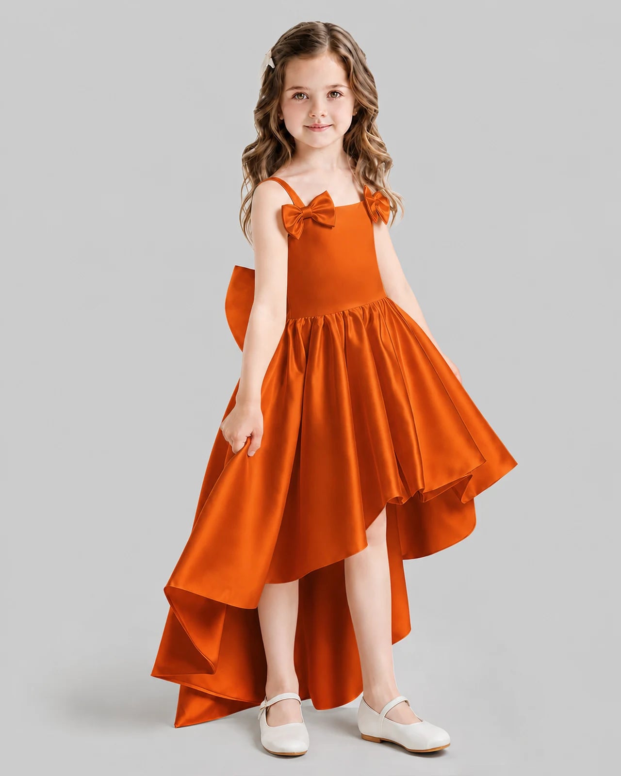 Burnt Orange Flared Flower Girl Dresses Side