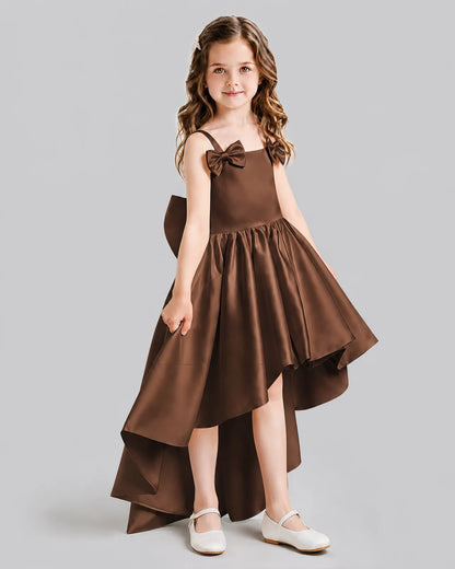 Chocolate Flared Flower Girl Dresses Side