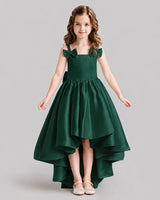 Dark Green Flared Flower Girl Dresses Front
