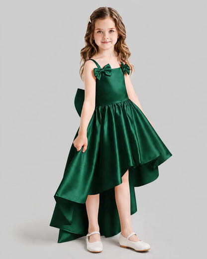 Dark Green Flared Flower Girl Dresses Side