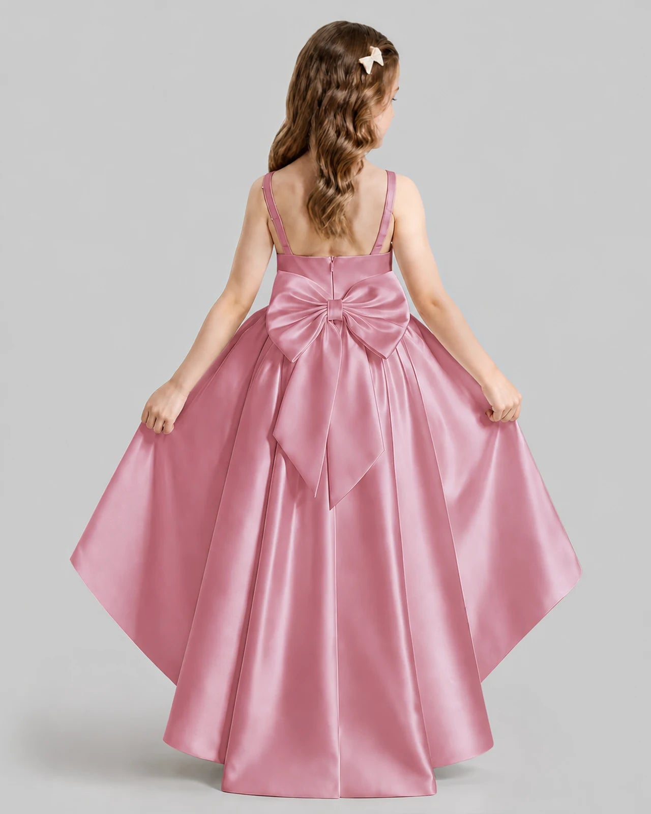Dusty Rose Flared Flower Girl Dresses Back