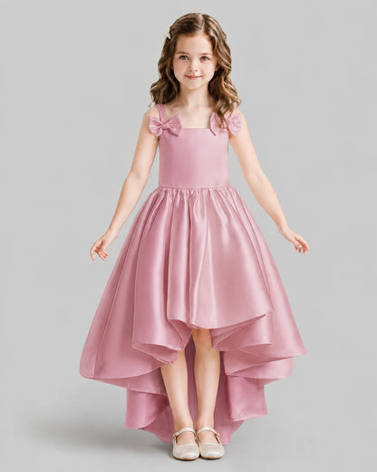 Dusty Rose Flared Flower Girl Dresses Front