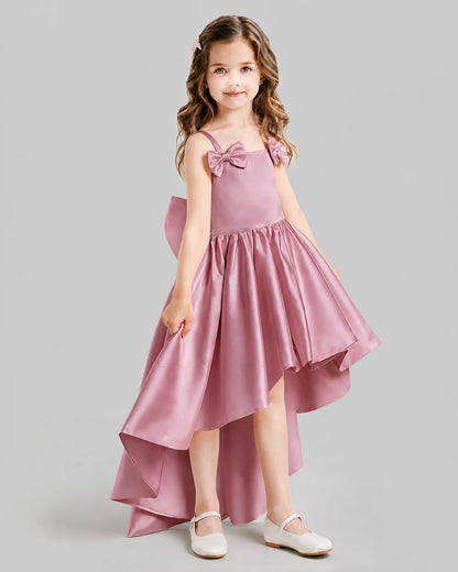 Dusty Rose Flared Flower Girl Dresses Side